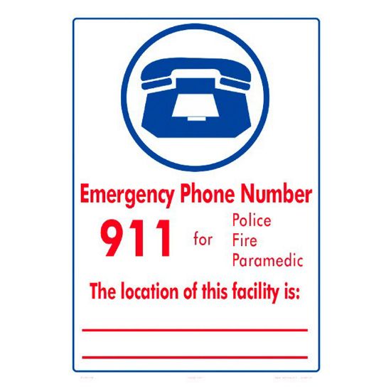 EMERGENCY 911 ALUMINUM SIGN (DC 6012WA1014E