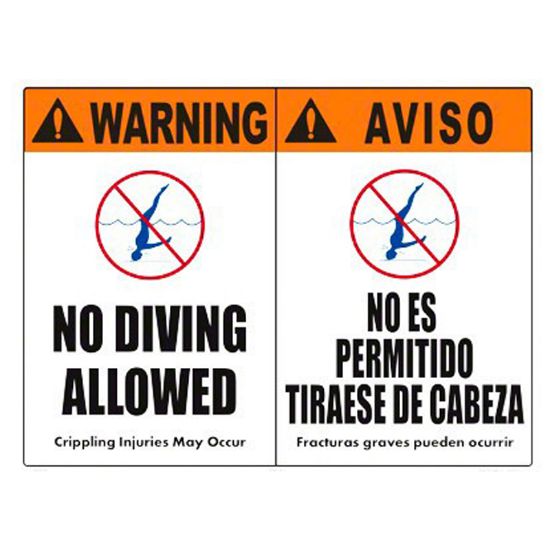 WARNING NO DIVING SIGN IN ENGLISH & SPANISH 6609WS2418Z