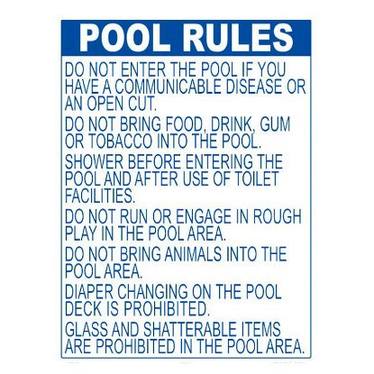 18 X 24 POOL WELCOME DCR SIGN E SIGN HEAVY DUTY WHITE  8550WA1824E_DCR