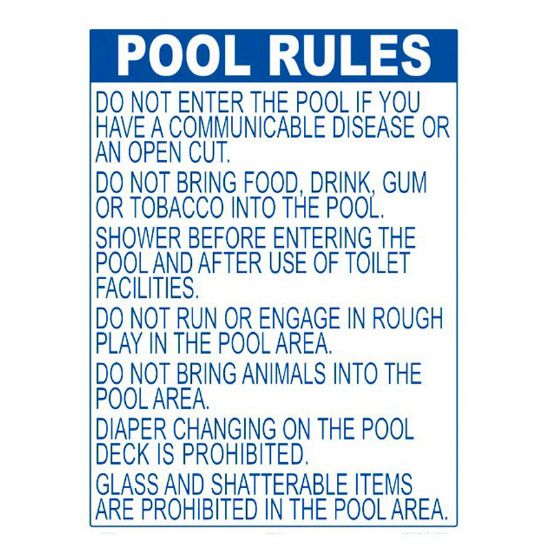 18 X 24 POOL WELCOME DCR SIGN E SIGN HEAVY DUTY WHITE  8550WA1824E_DCR