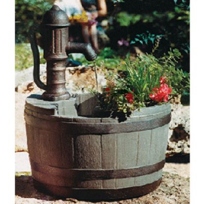 WHISKEY BARREL PLANTER FOUNTAIN WEATHERED WOOD FINISH LITTLE 14940294
