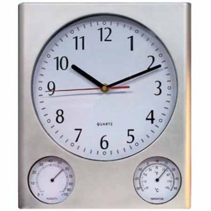 SILVER FINISH CLOCK/THERM/HYGROMETER 12/CS 52602