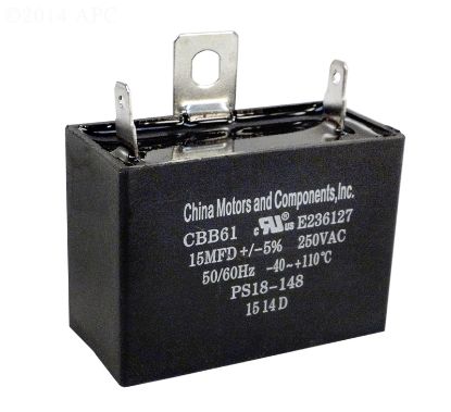 CAPACITOR RUN 15MFD 250VMERITEK PENTAIR PS18-148