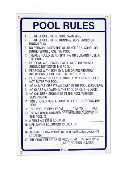 POOL RULES(SC) SIGN R234000
