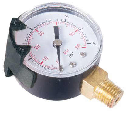 Picture of 0-60 PRESSURE GAUGE WITH BEZEL; BOT/SIDE MOUNT CLAM SHELL PACK