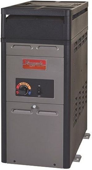 Picture of 105K BTU ABG IG SPA NAT IN / OUTDOOR HEATER W/ 120V NEMA CORD ANALOG THERMOSTAT W/ 2IN SKT WATER W/ AUTO BYPASS W/ OUTDOOR TOP FOR 0 - 4999' ELEVATION RAYPAK 014779