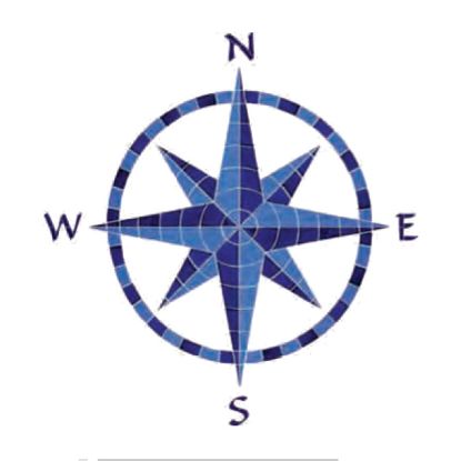 EIGHT PT COMPASS BLUE 42IN X 41IN TILE ARTISTRY IN MOSAICS CEIBLUL