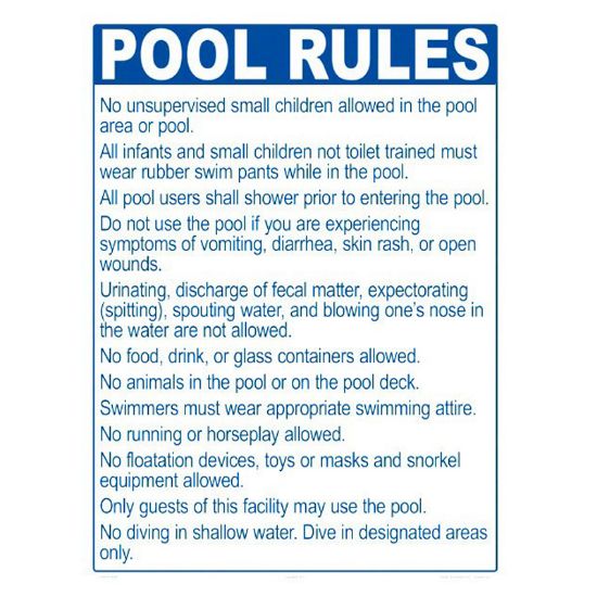 POOL RULES ME ONLY FOR DIVING POOLS 2044WS1824E