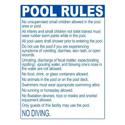 POOL RULES ME ONLY FOR NON DIVING POOLS 2046WS1824E