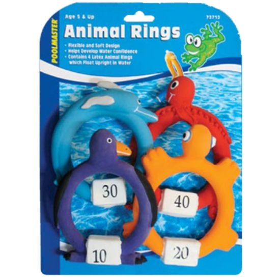 SOFT DIVE ANIMAL RINGS 4 PACK 72712